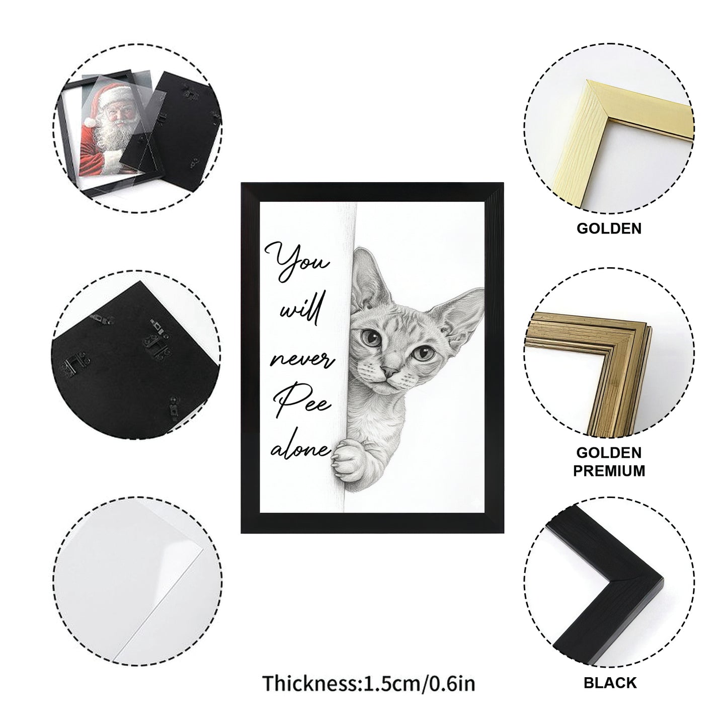 Custom Photo Cat Breed Bathroom Canvas Framed Wall Art Gift For Cat Lovers