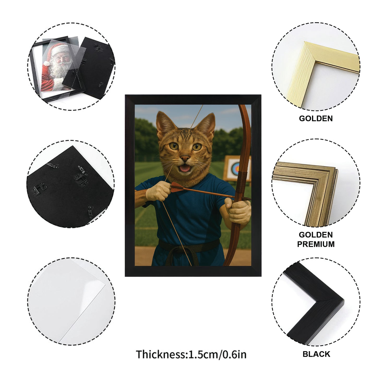 Custom Photo Archery Cat Canvas Framed Wall Art Gift For Cat Lovers