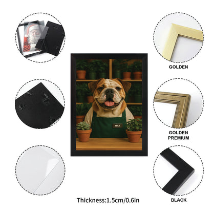 Custom Photo Gardener Dog Canvas Framed Wall Art Gift For Dog Lovers