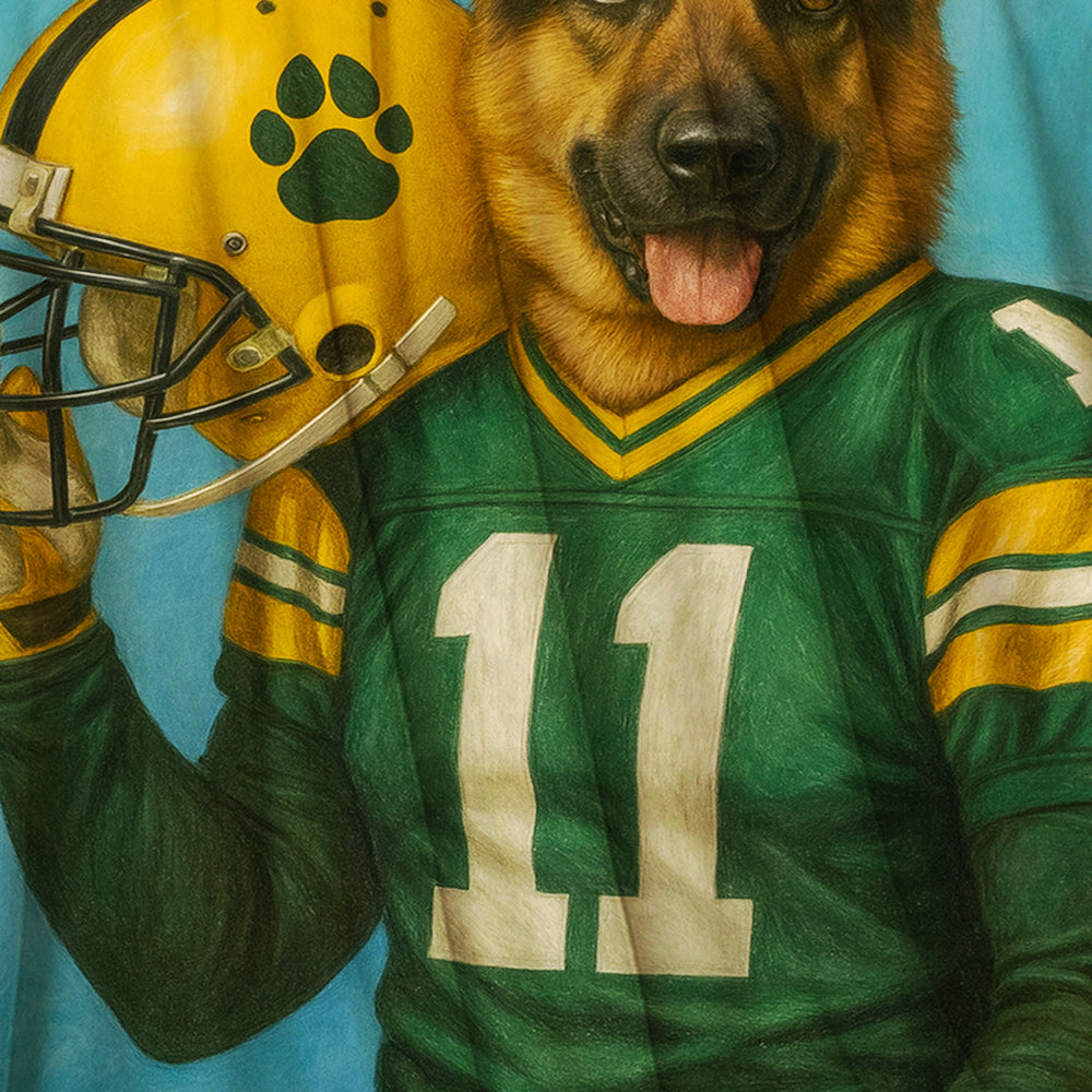 Custom Dog Photo Football Player Canvas