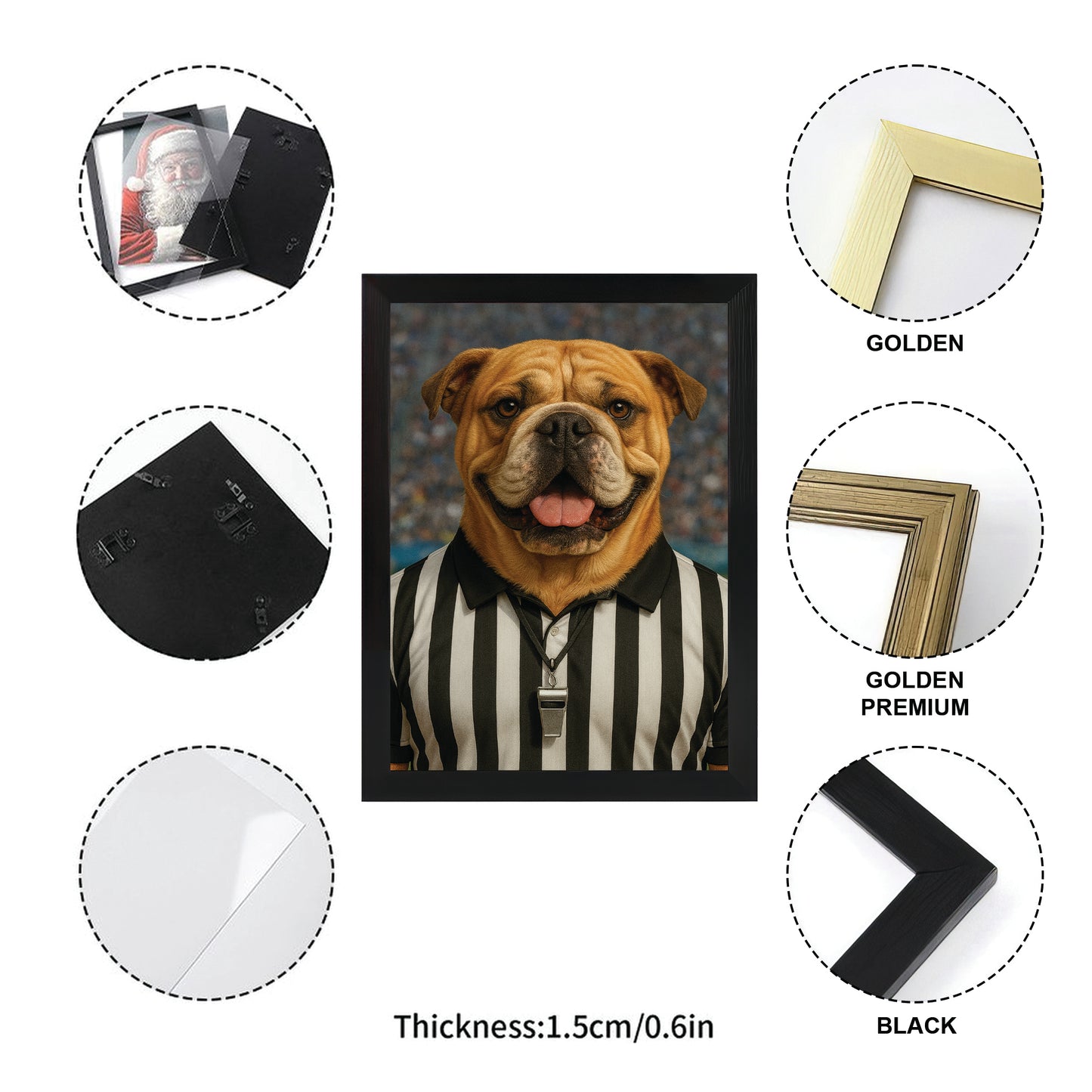Custom Photo Referee Dog Canvas Framed Wall Art Gift For Dog Lovers