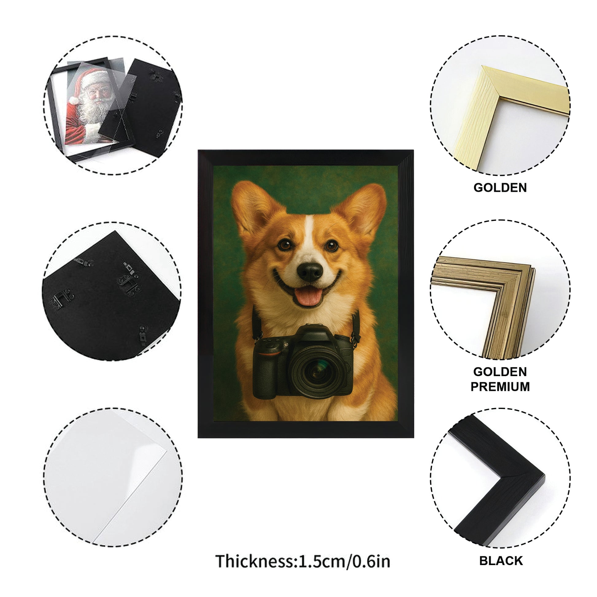Custom Photo Photographer Dog Canvas Framed Wall Art Gift For Dog Lovers