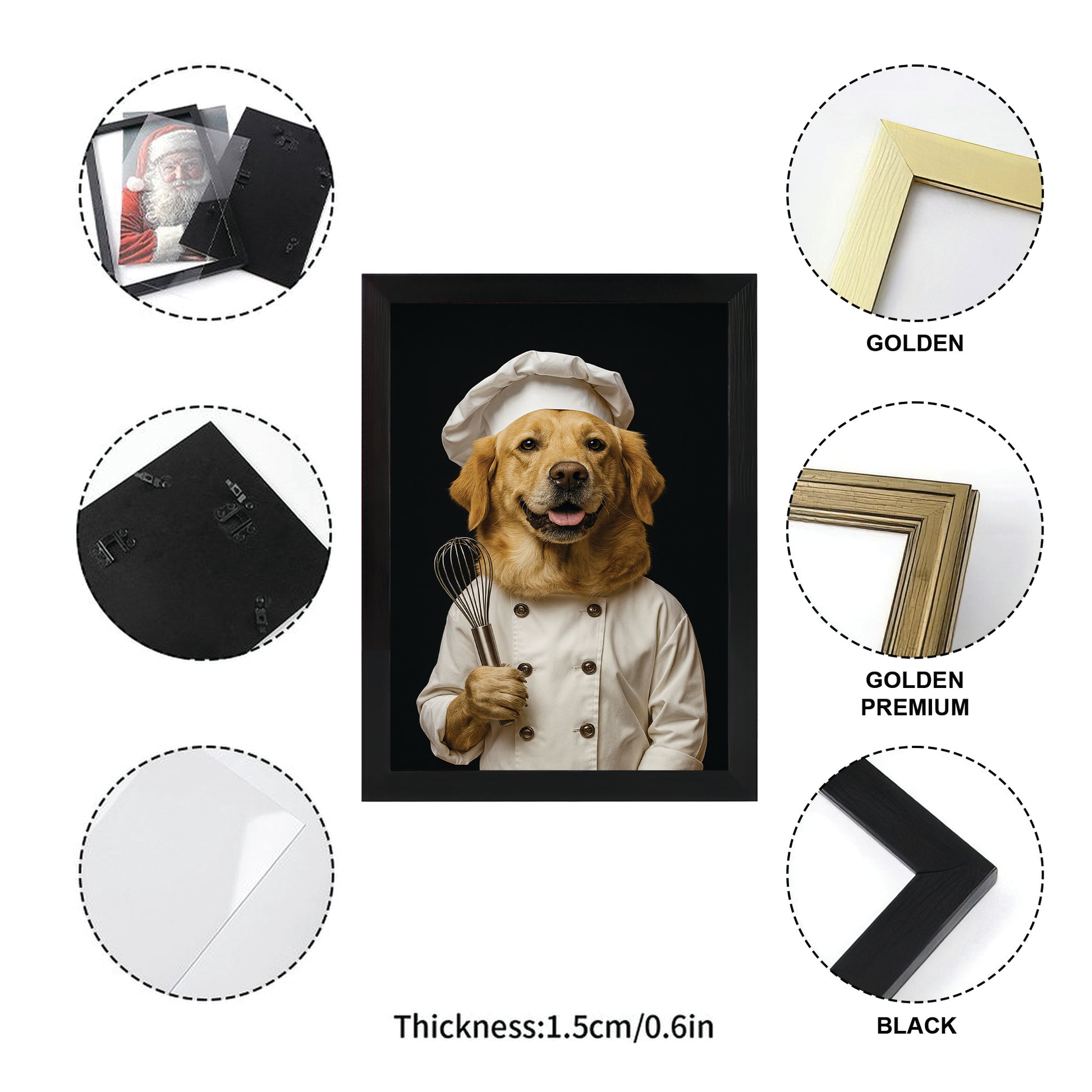Custom Photo Dog Chef Canvas Framed Wall Art Framed Wall Art _ Gift For Dog Lovers