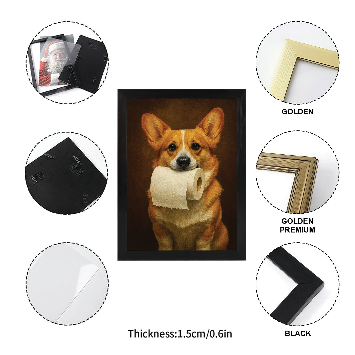 Custom Photo Dog Bathroom Style 18 Canvas Framed Wall Art Gift For Dog Lovers