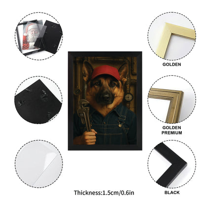 Custom Photo Plumber Dog Canvas Framed Wall Art Gift For Dog Lovers