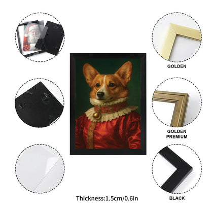 Custom Photo Dog Potrait Royal Canvas Framed Wall Art Gift For Dog Lovers