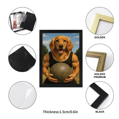 Custom Photo Strongman Dog Canvas Framed Wall Art Gift For Dog Lovers