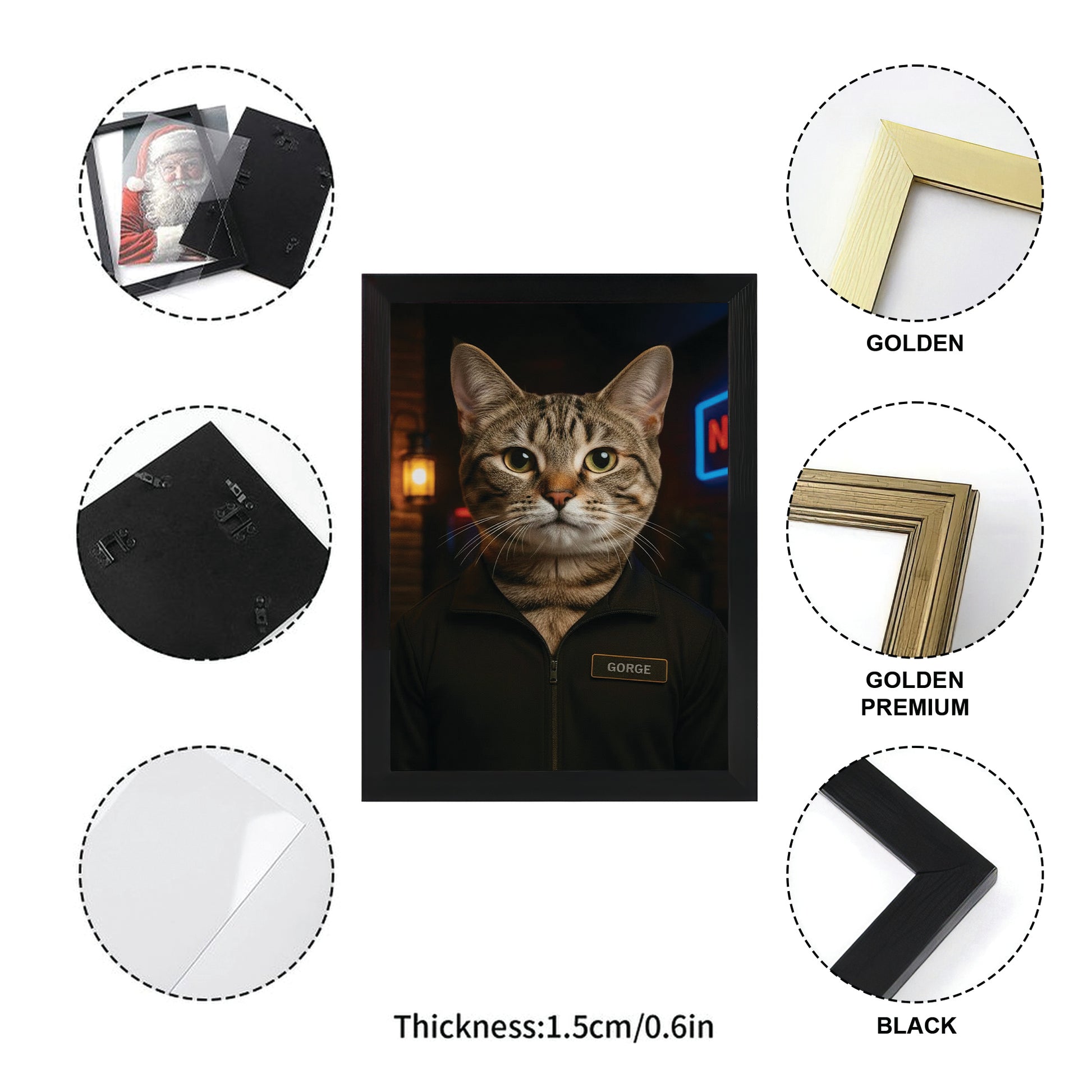 Custom Photo Bouncer Night Club Security Cat Canvas Framed Wall Art Gift For Cat Lovers
