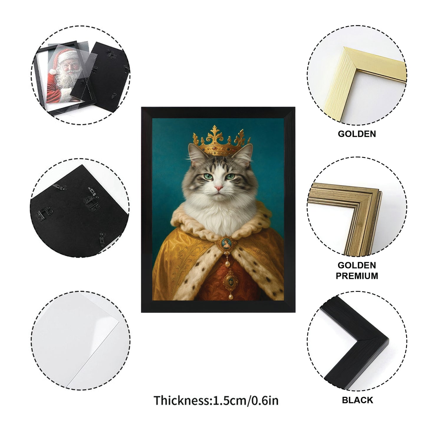 Custom Photo King Royal Cat Canvas Framed Wall Art Gift For Cat Lovers