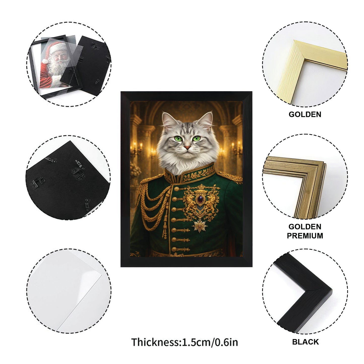 Custom Photo Cat Royal Style 11 Canvas Framed Wall Art Gift For Cat Lovers