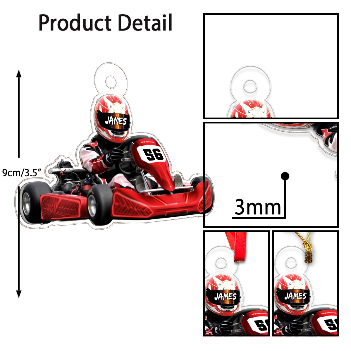 Custom Name Racing Racer Acrylic Ornament Christmas Gift