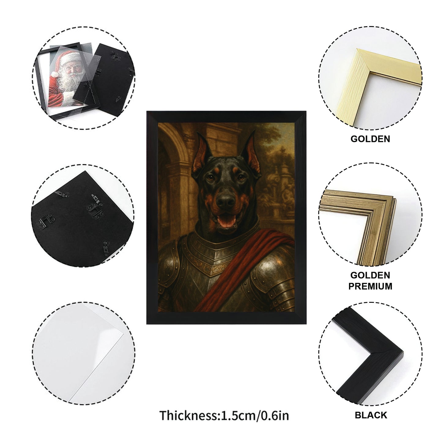 Custom Photo Dog Knight Canvas Framed Wall Art Gift For Dog Lovers