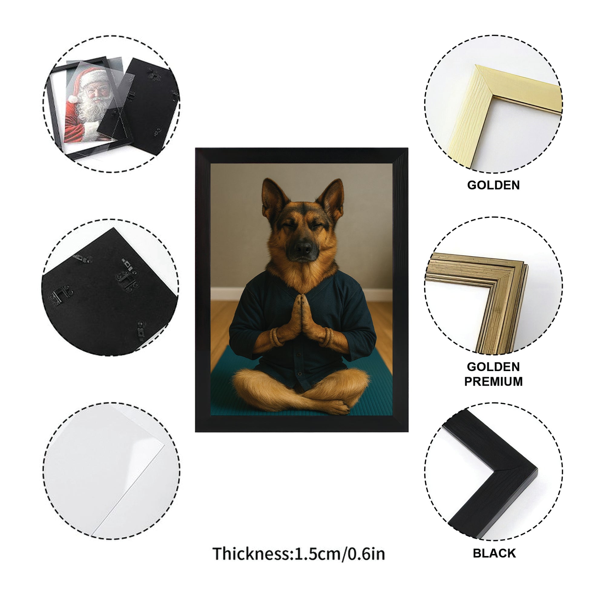 Custom Photo Yoga Dog Canvas Framed Wall Art Gift For Dog Lovers