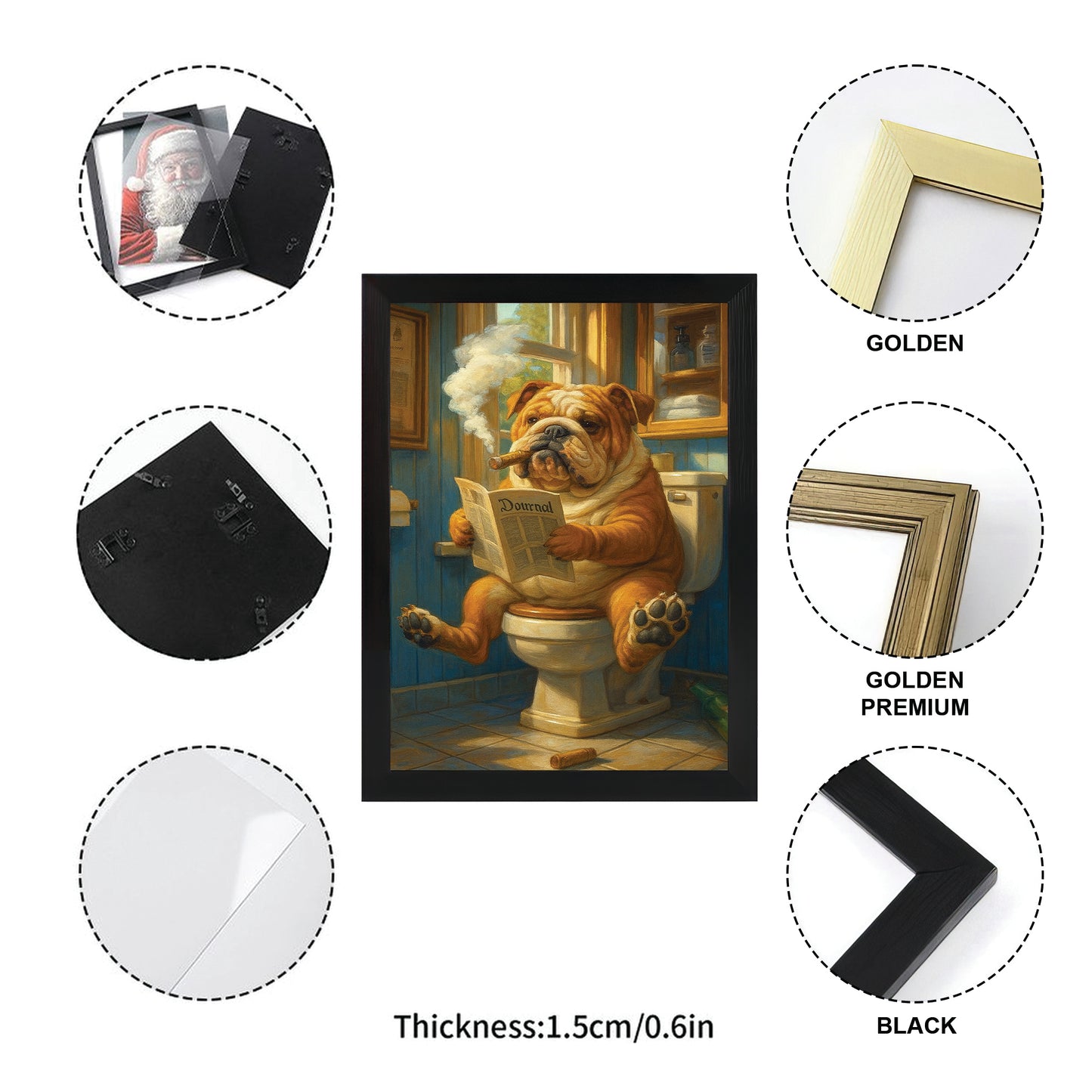 Custom Photo Dog Bathroom Style 12 Canvas Framed Wall Art Gift For Dog Lovers