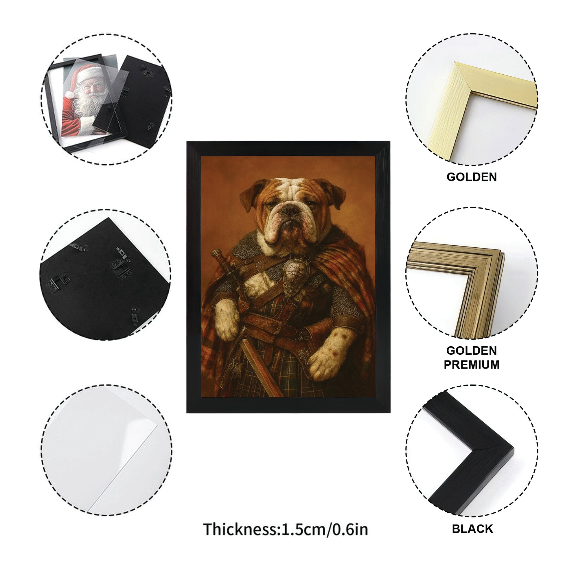 Custom Photo Royal Knight Dog Canvas Framed Wall Art Gift For Dog Lovers