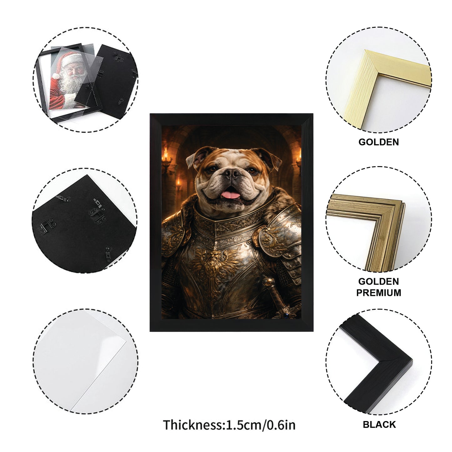 Custom Photo Knight Royal Dog Canvas Framed Wall Art Gift For Dog Lovers