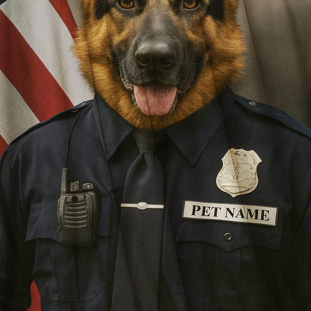 Custom Dog Photo Policeman Blanket For Dog Lover