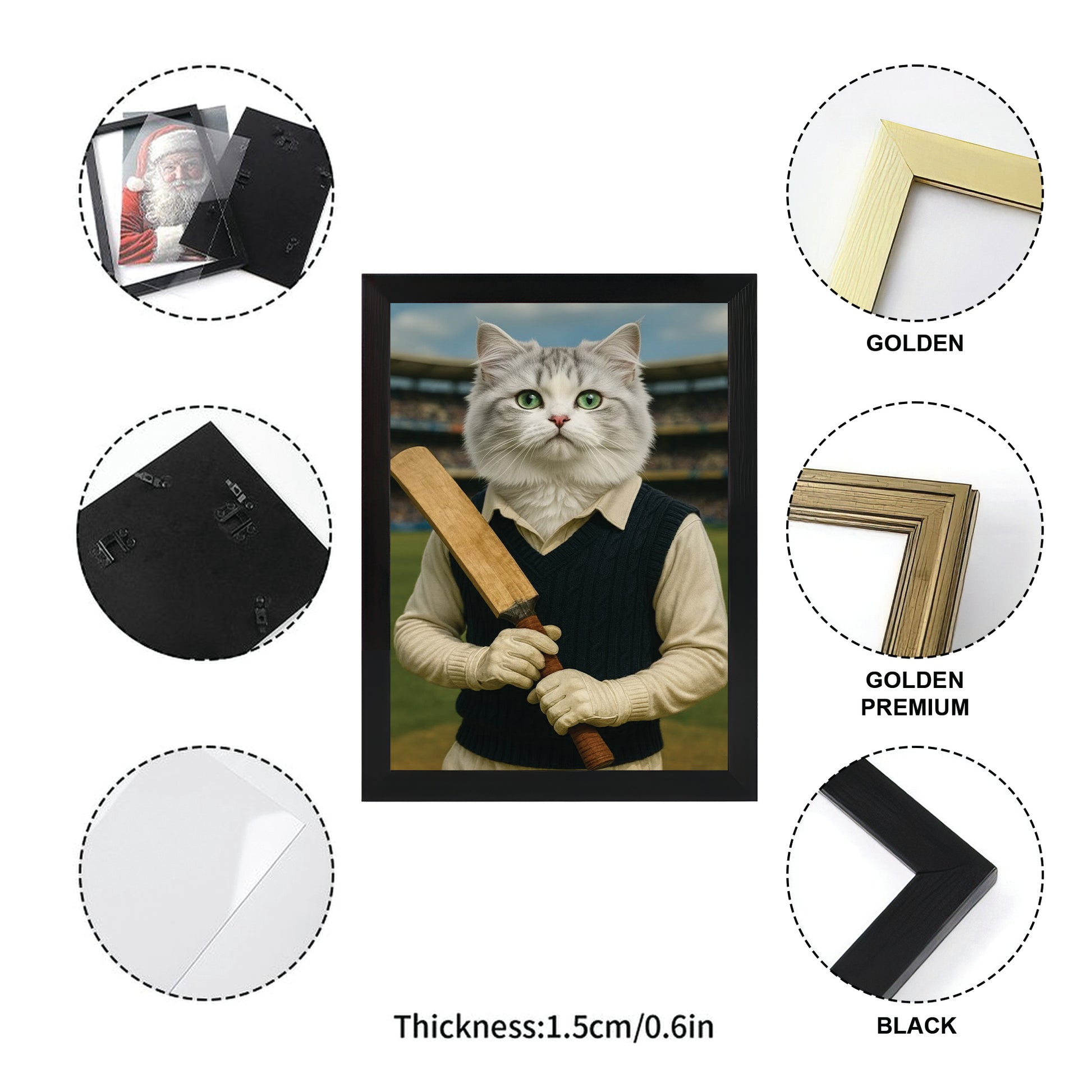 Custom Photo Cricket Cat Canvas Framed Wall Art Gift For Cat Lovers