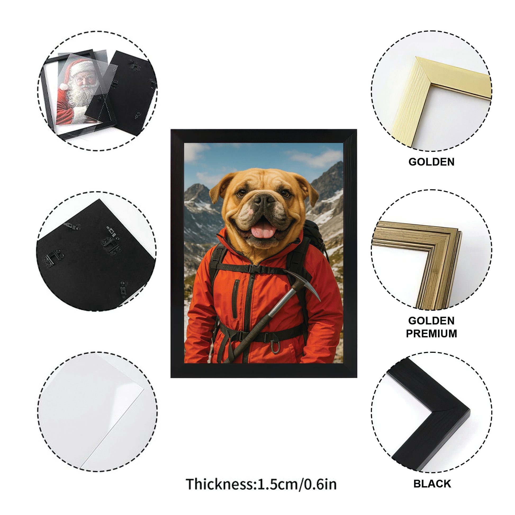 Custom Photo Mountaineer Climbing Dog Canvas Framed Wall Art Gift For Dog Lovers
