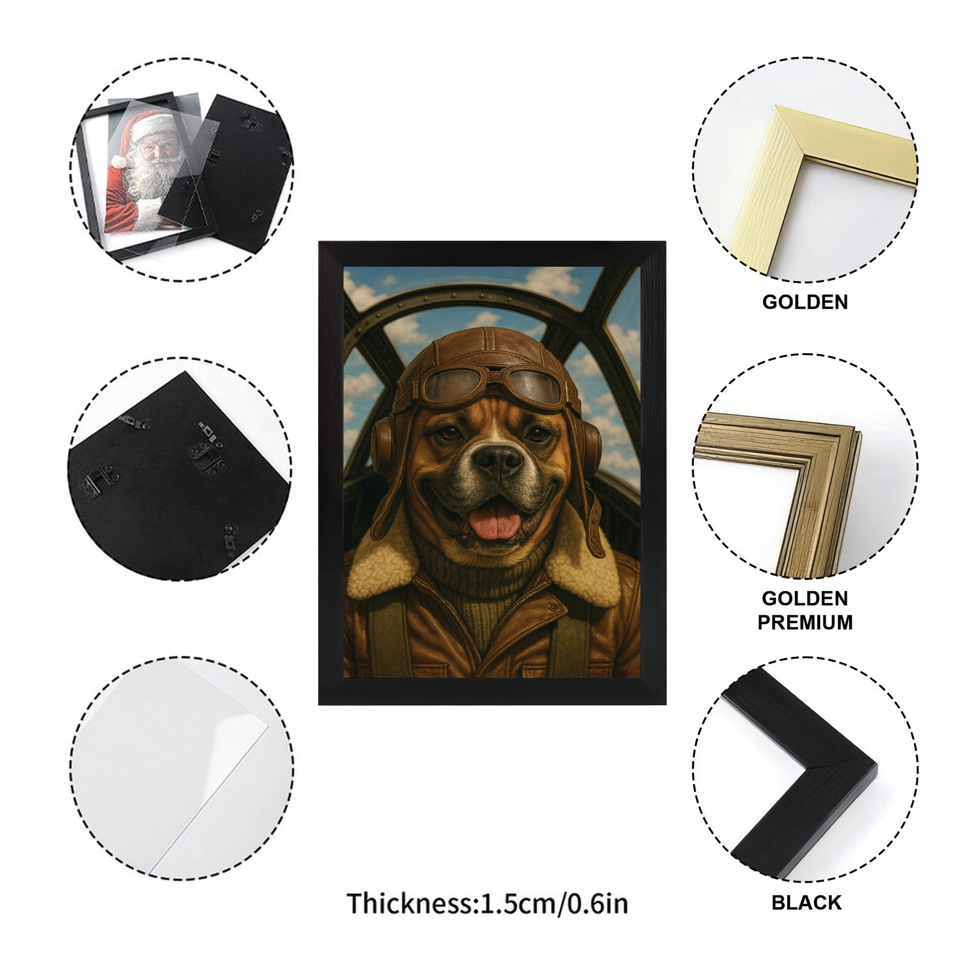 Custom Photo Pilot Dog Canvas Framed Wall Art Gift For Dog Lover