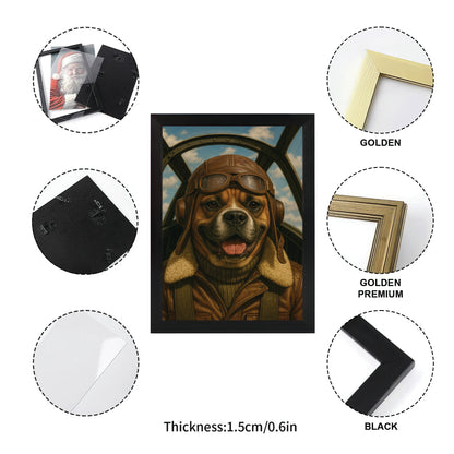 Custom Photo Pilot Dog Canvas Framed Wall Art Gift For Dog Lover