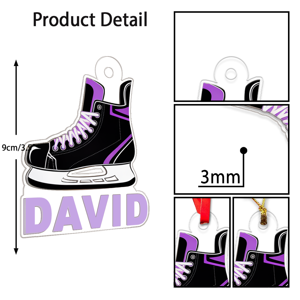 Custom Name Ice Hockey Skates Christmas Ornament Acrylic Ornament Christmas Gift
