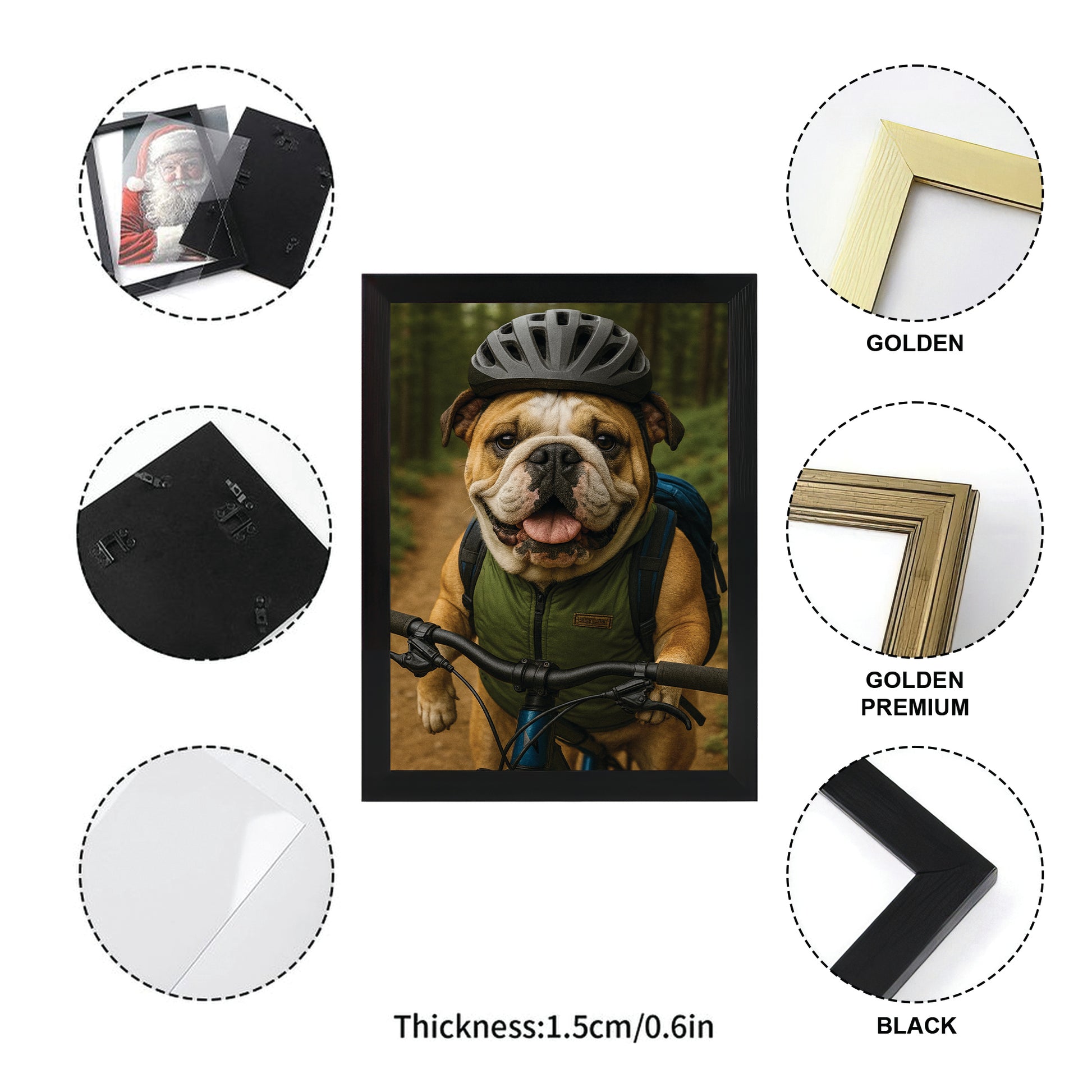 Custom Photo Mountain Biker Dog Canvas Framed Wall Art Gift For Dog Lovers