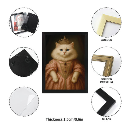 Custom Cat Queen Royal Canvas Framed Wall Art