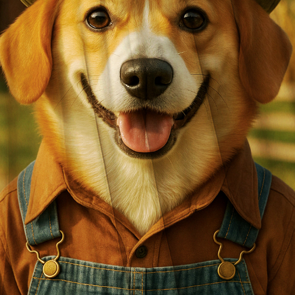 Custom Photo Farmer Farmhouse Dog Canvas