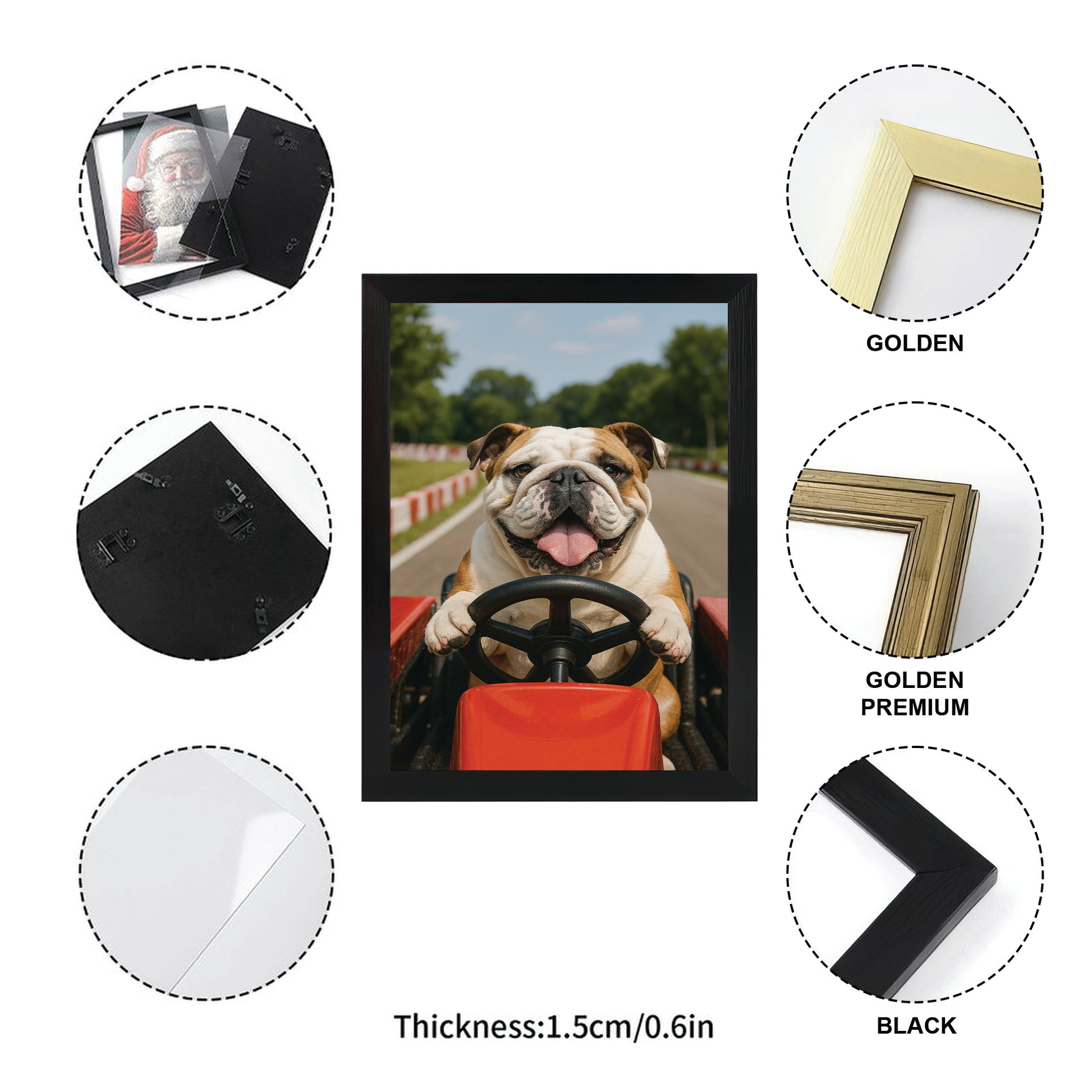 Custom Photo Dog Go Kart Canvas Framed Wall Art Gift For Dog Lovers