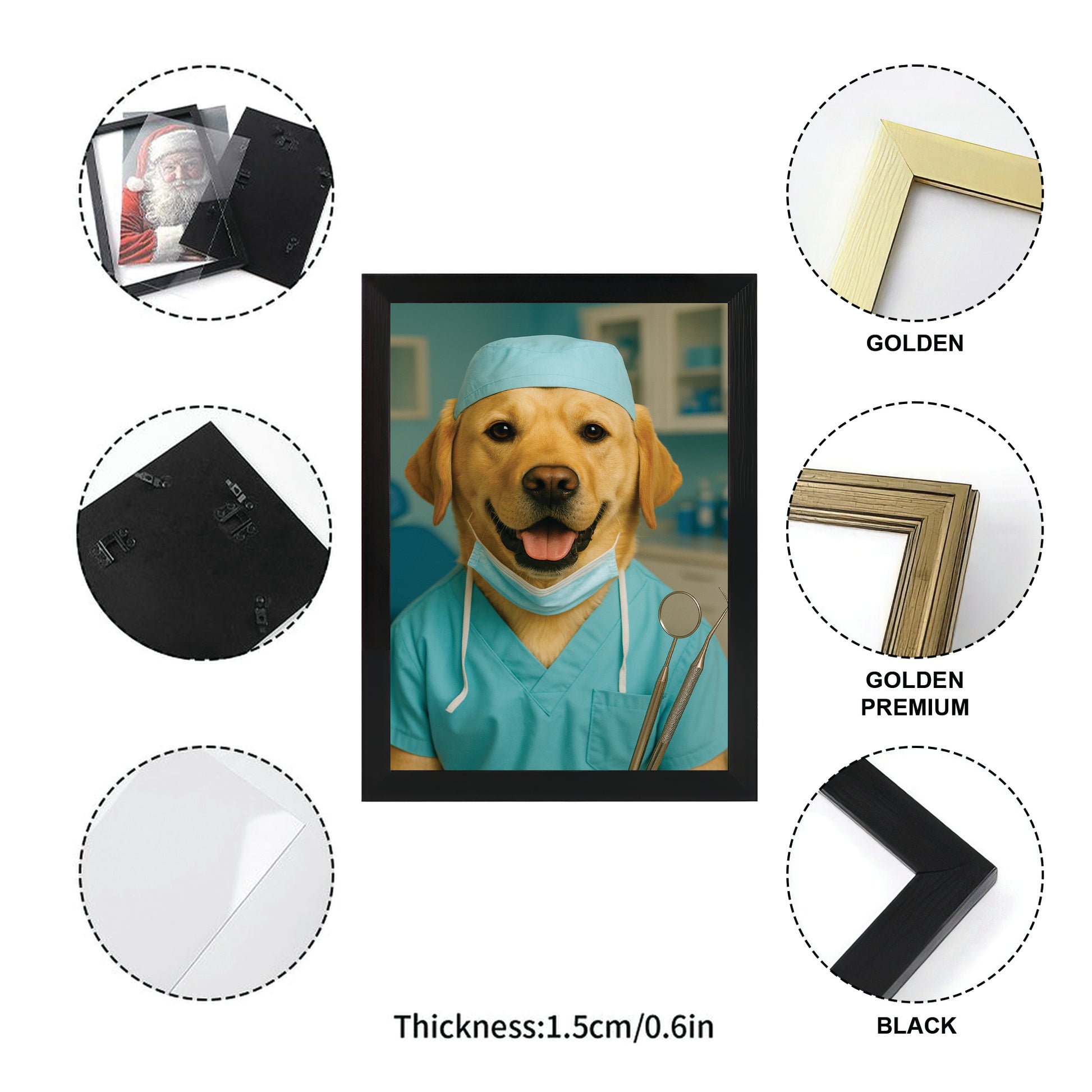 Custom Photo Dentist Dog Canvas Framed Wall Art Gift For Dog Lover