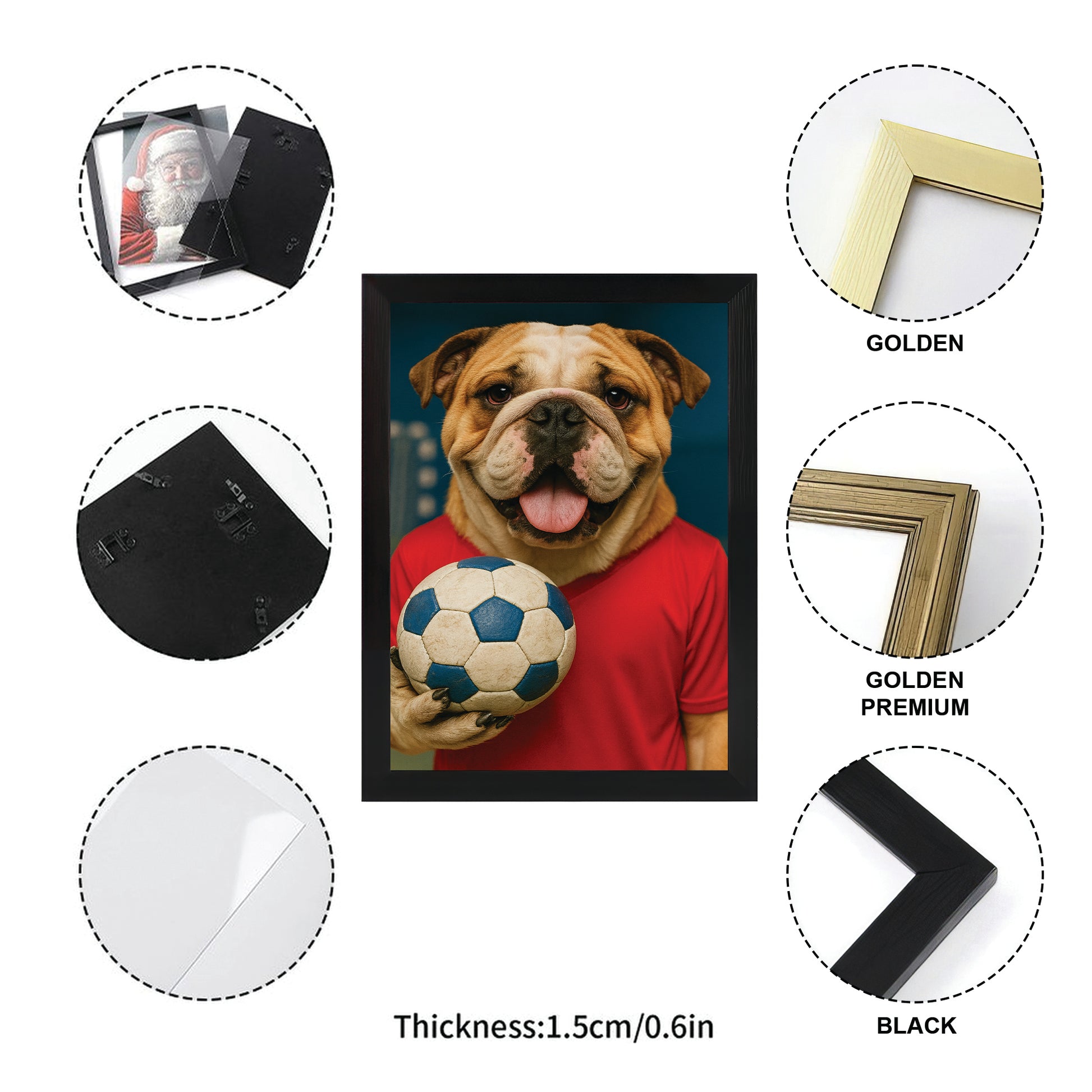 Custom Photo Handball Dog Canvas Framed Wall Art