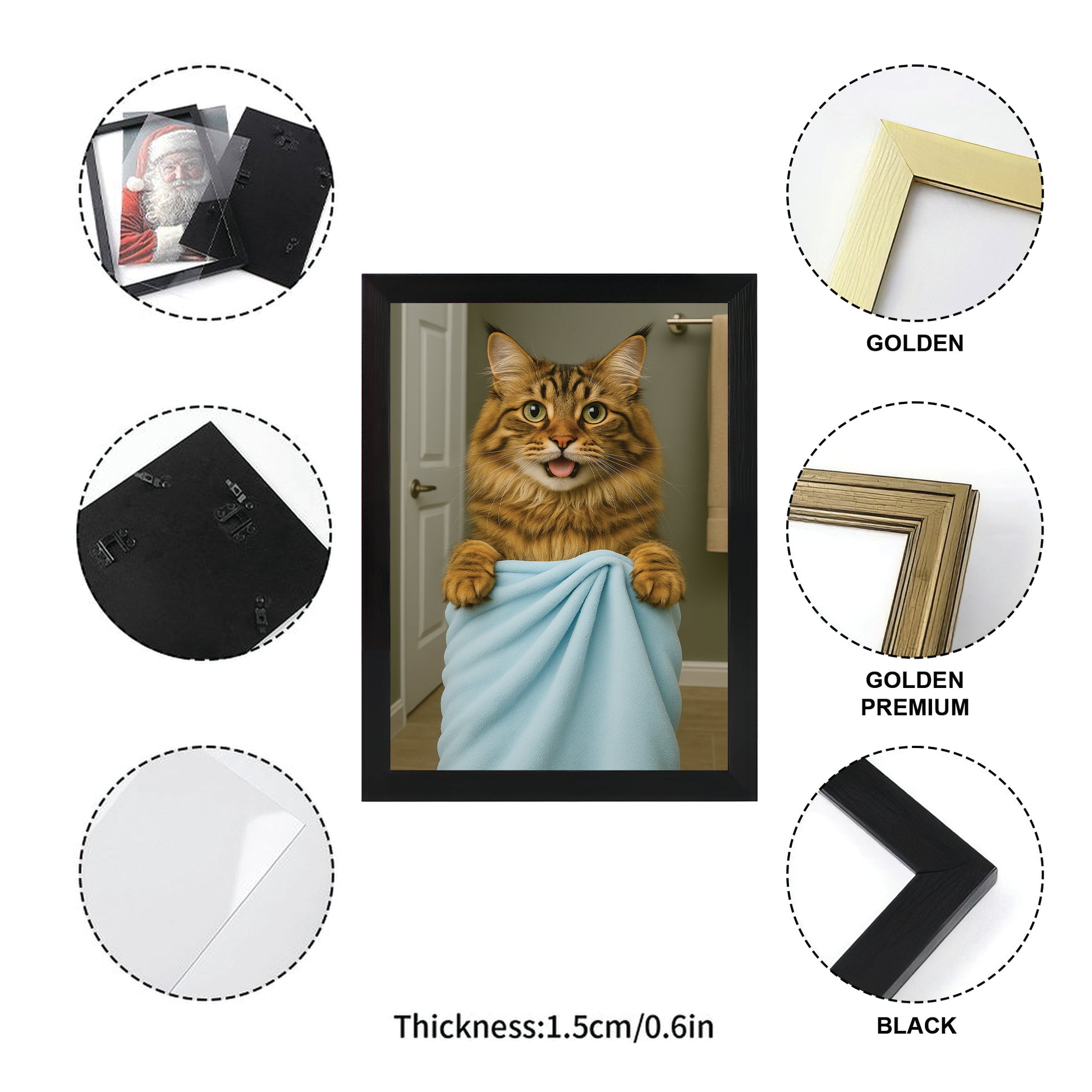 Custom Cat Photo In Bathroom Canvas Framed Wall Art Cat Lover Gifts