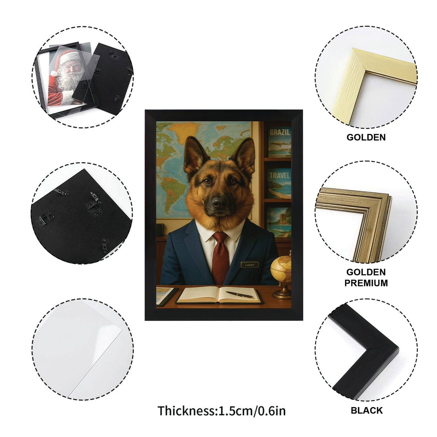 Custom Photo Travel Agent Dog Canvas Framed Wall Art Gift For Dog Lovers
