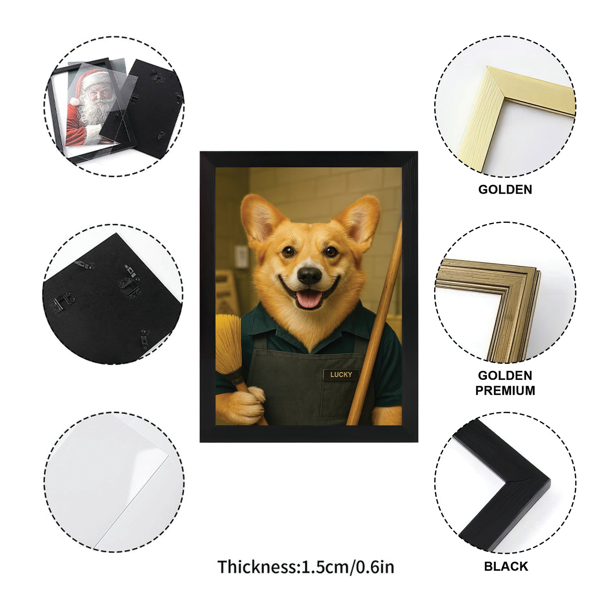 Custom Photo Janitor Dog Canvas Framed Wall Art Gift For Dog Lovers