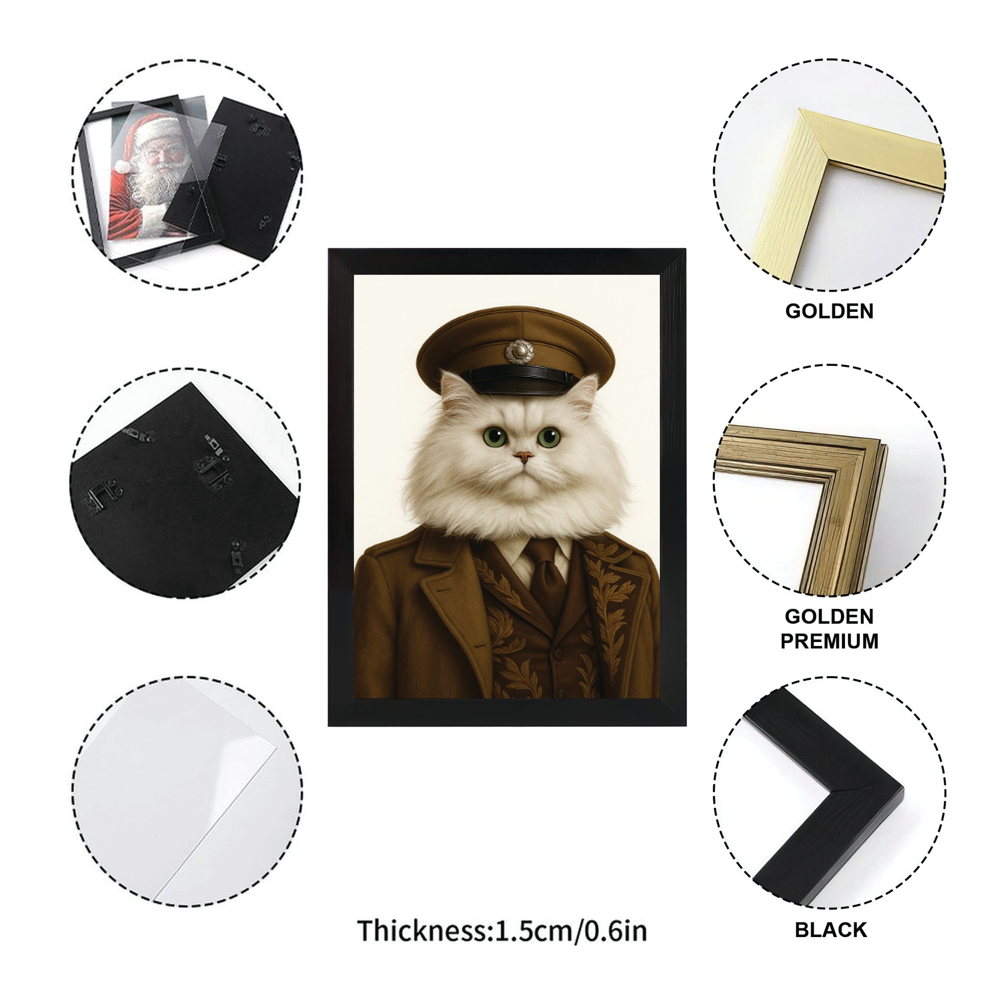 Custom Photo Captain Cat Canvas Framed Wall Art