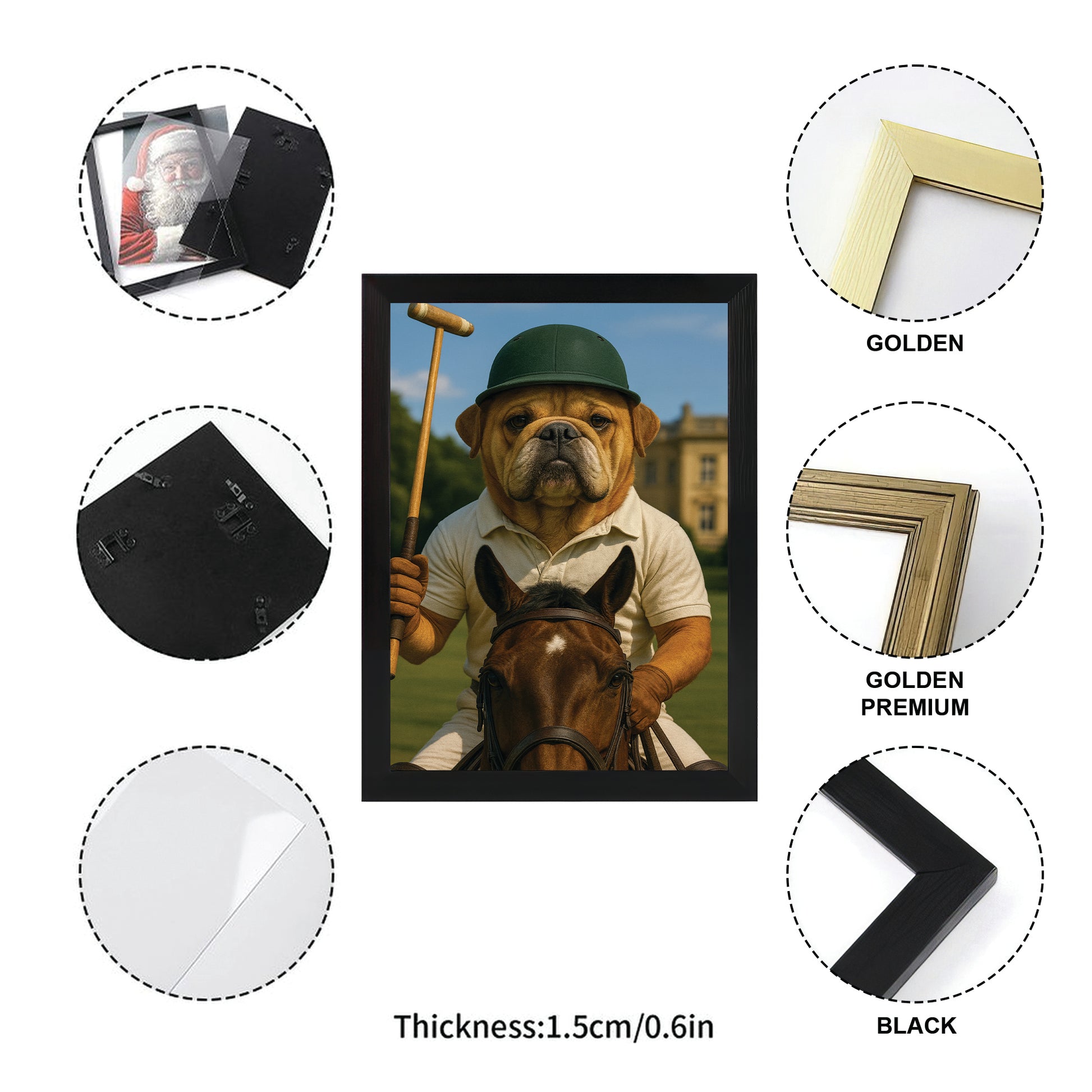 Custom Photo Polo Sport Dog Canvas Framed Wall Art Gift For Dog Lovers