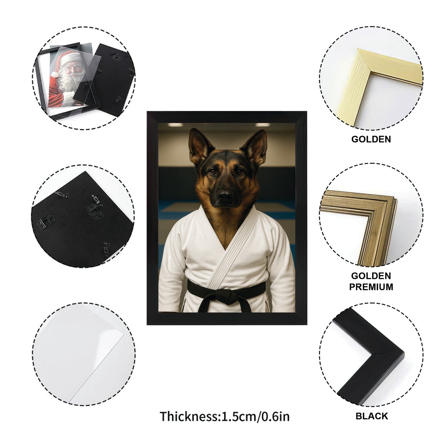 Custom Photo Jiu Jitsu Dog Canvas Framed Wall Art Gift For Dog Lovers