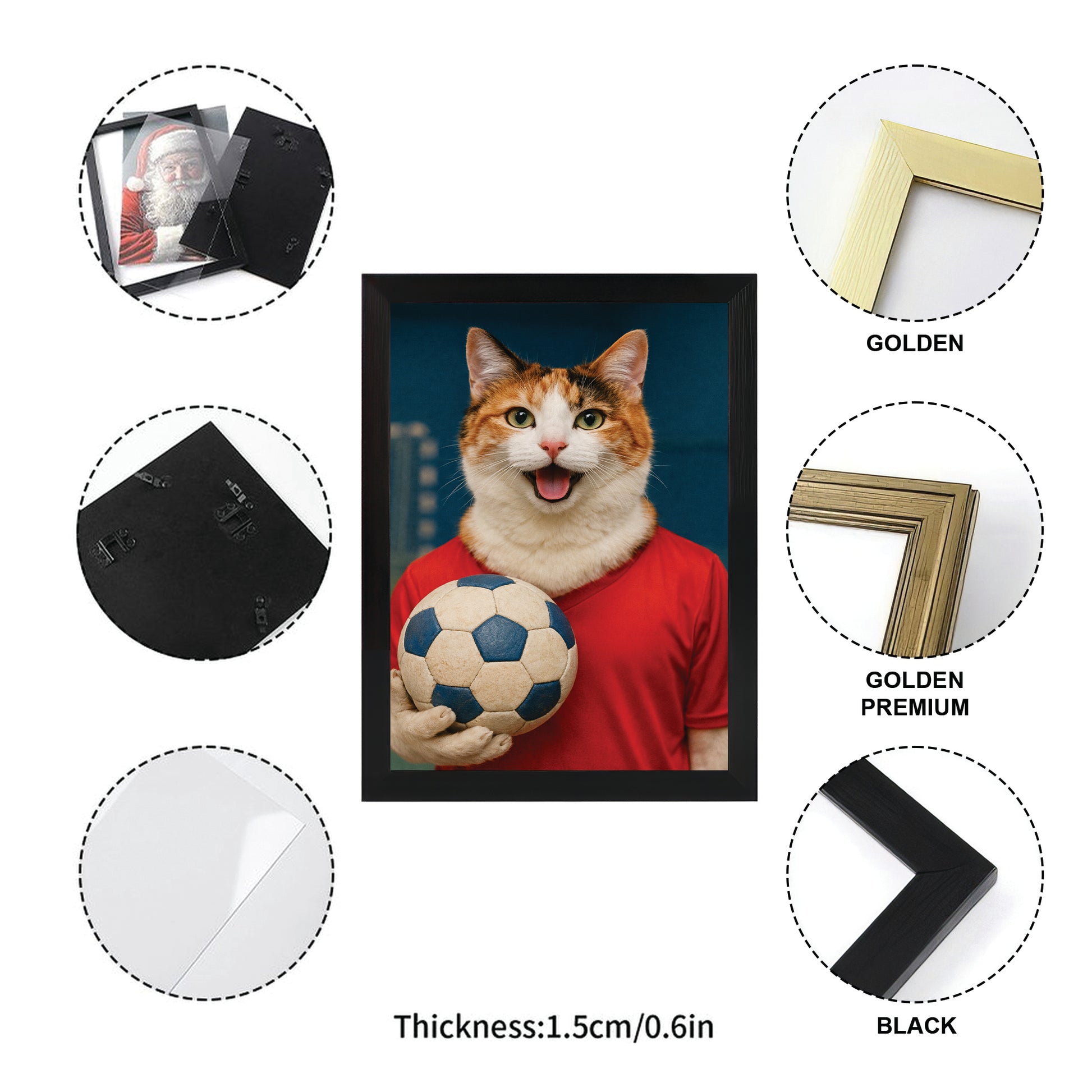 Custom Photo Handball Cat Canvas Framed Wall Art 