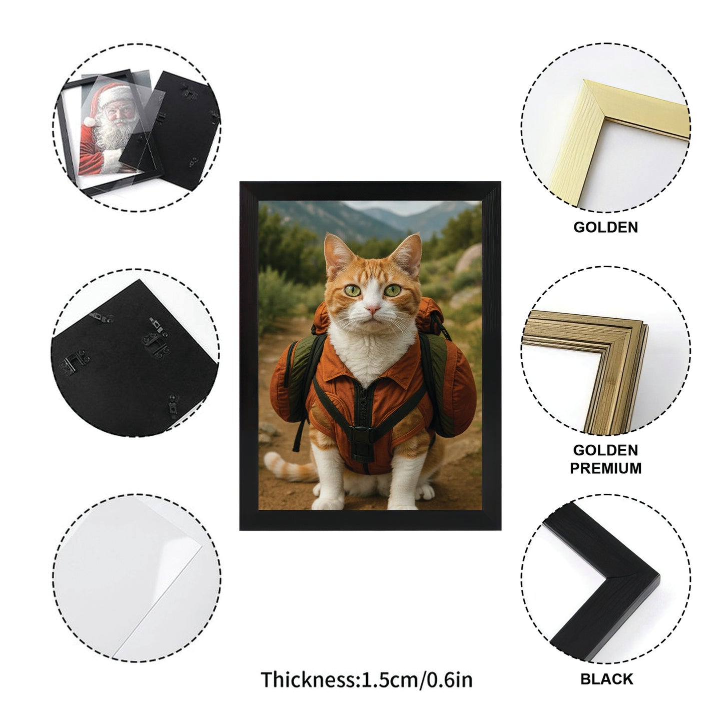 Custom Photo Backpacking Hiking Cat Canvas Framed Wall Art Gift For Cat Lovers