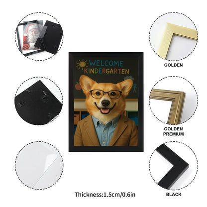 Custom Photo Kindergarten Teacher Canvas Framed Wall Art Gift For Dog Lovers