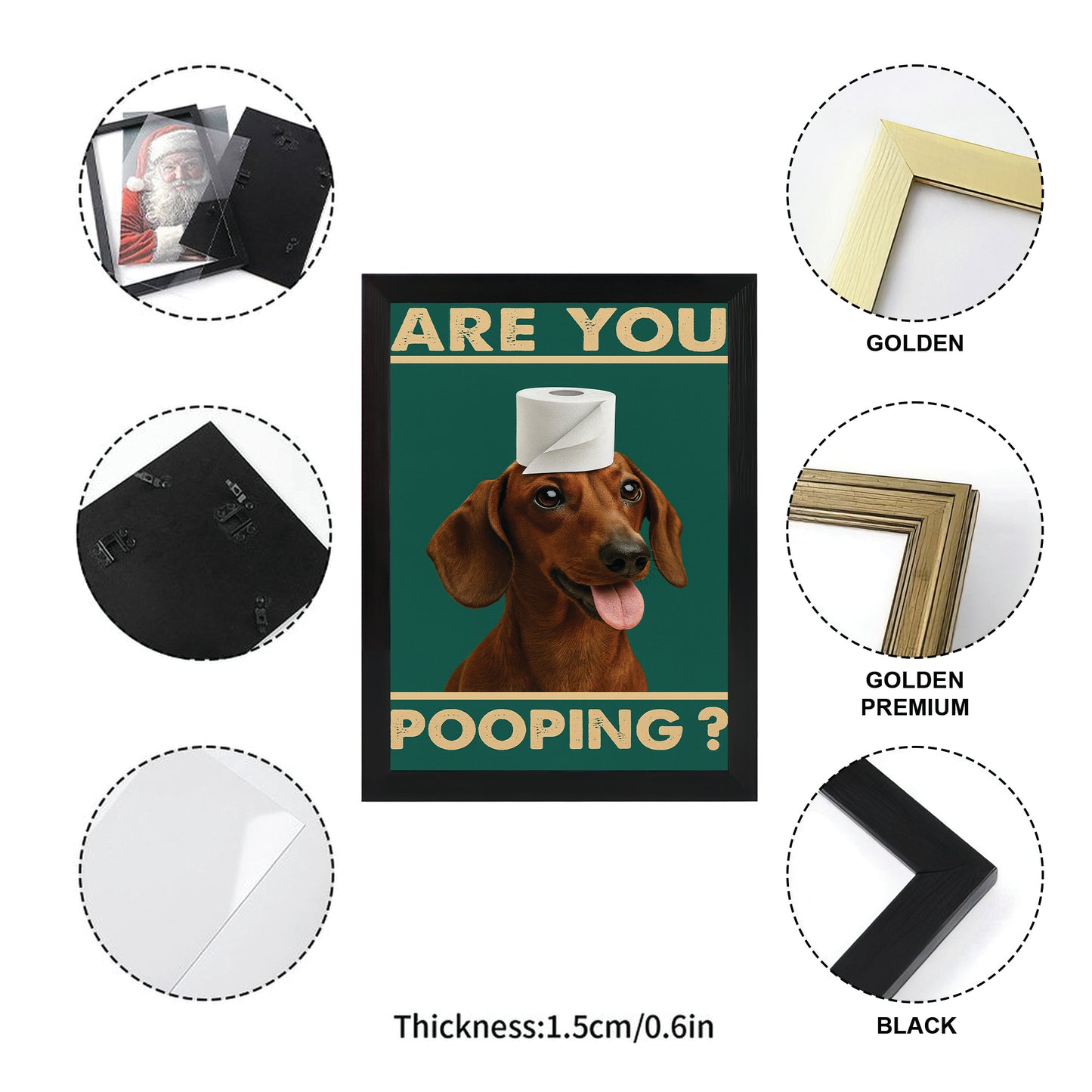 Custom Photo Funny Dog In Bathroom Canvas Framed Wall Art