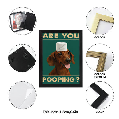Custom Photo Funny Dog In Bathroom Canvas Framed Wall Art
