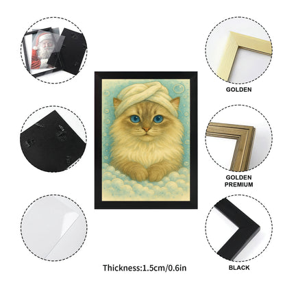 Custom Cat Potrait In Bathroom Canvas Framed Wall Art