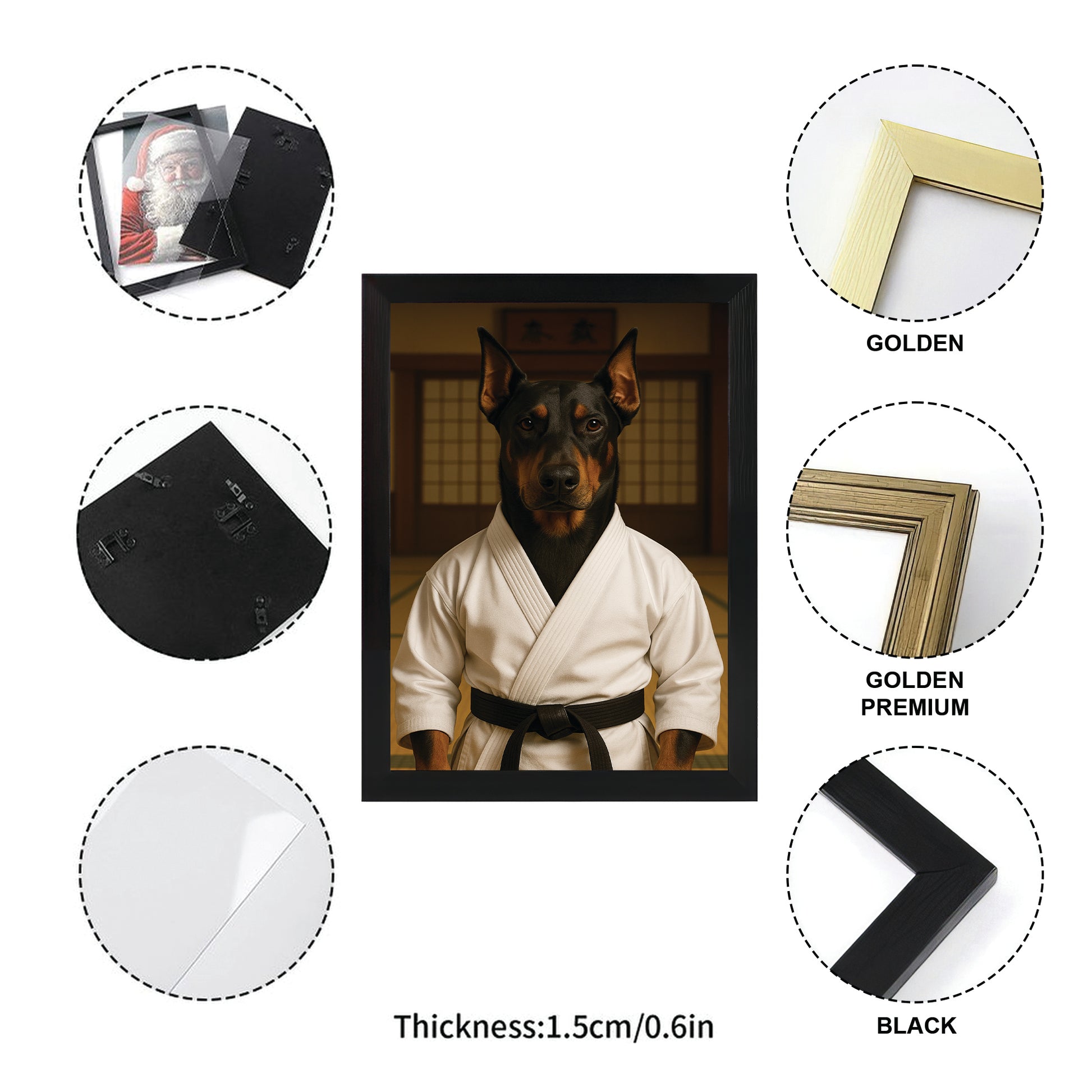 Custom Photo Karate Dog Canvas Framed Wall Art Gift For Dog Lovers