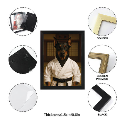Custom Photo Karate Dog Canvas Framed Wall Art Gift For Dog Lovers