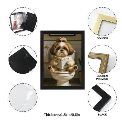Custom Photo Dog Bathroom Style Canvas Framed Wall Art Gift For Dog Lovers
