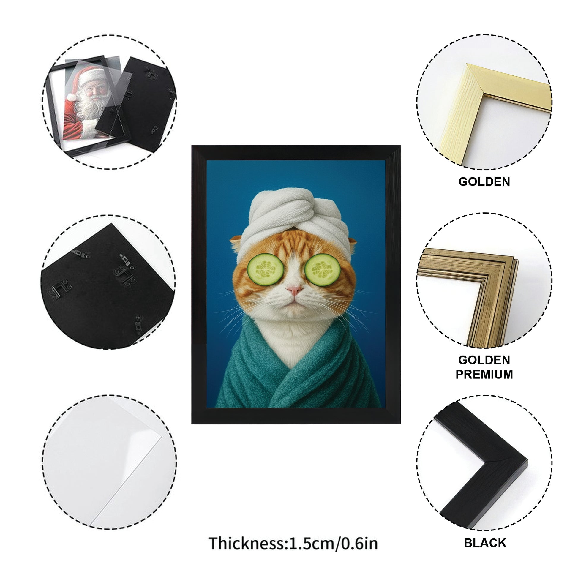 Custom Photo Cat Bathroom Style 21 Canvas Framed Wall Art Gift For Cat Lovers