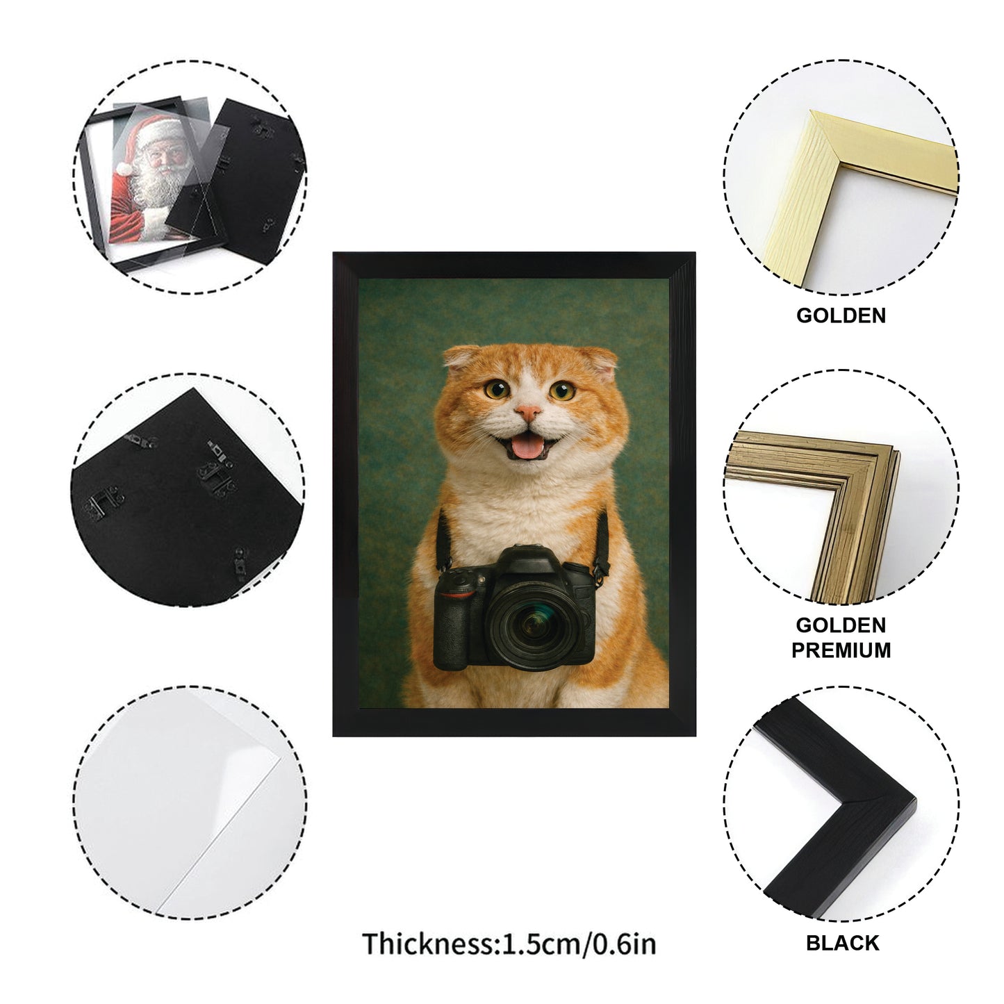 Custom Photo Photographer Cat Canvas Framed Wall Art Gift For Cat Lovers