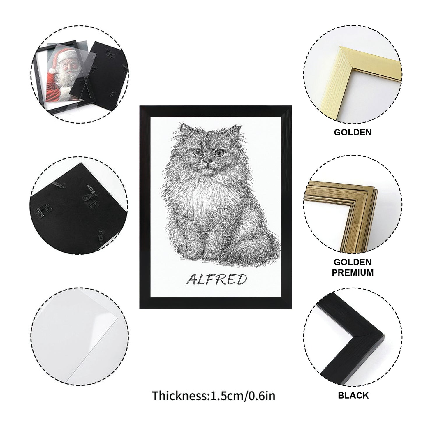 Custom Photo Cat Pencil Art